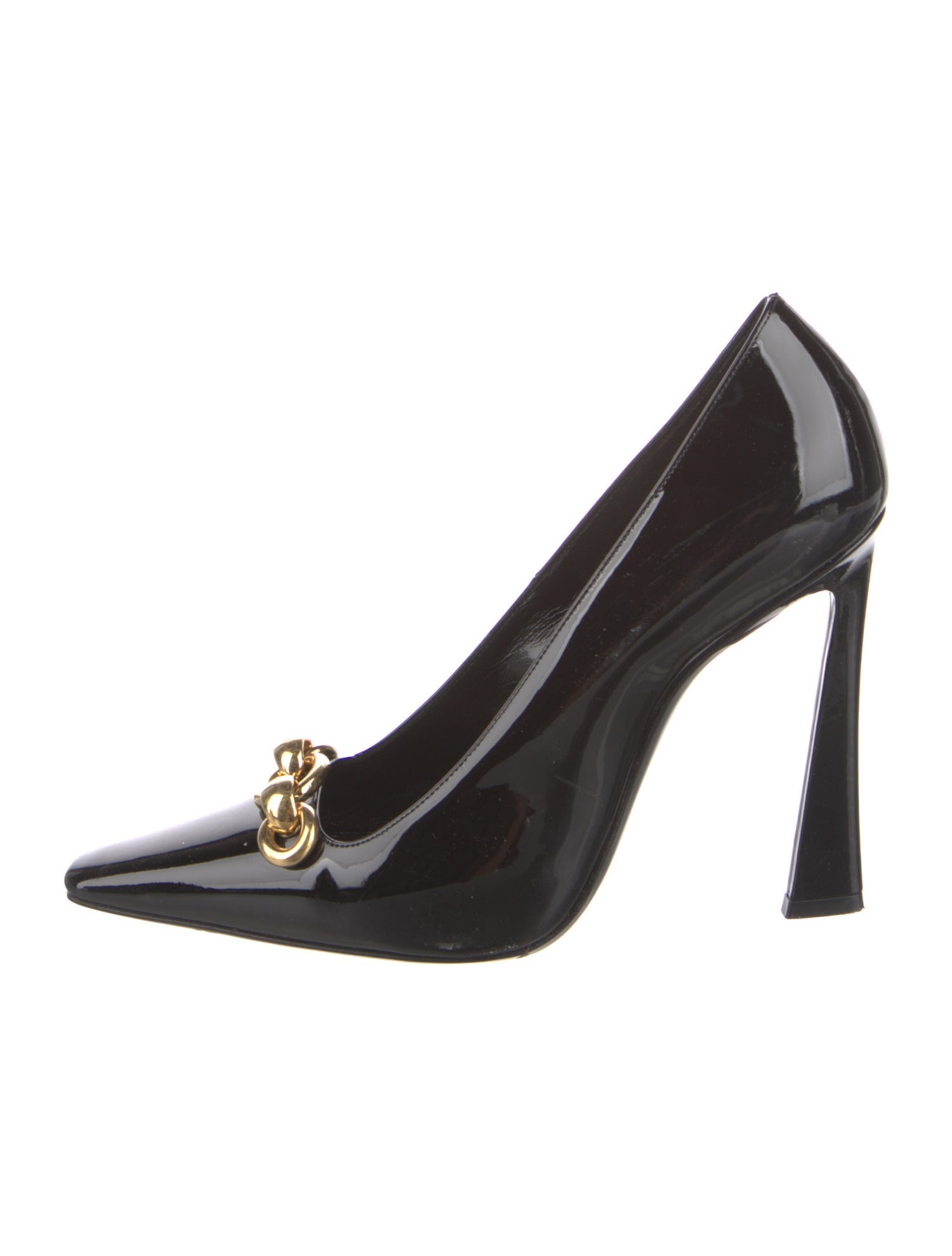 Saint Laurent Patent Leather Chain-Link Accents Pumps