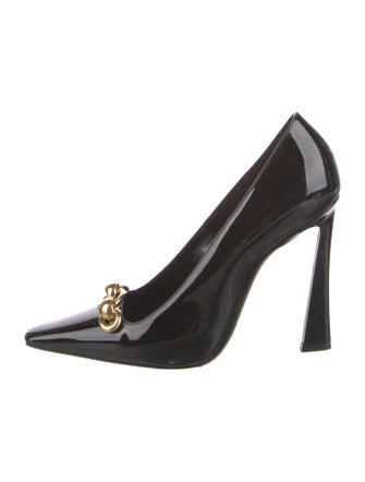 Saint Laurent Patent Leather Chain-Link Accents Pumps