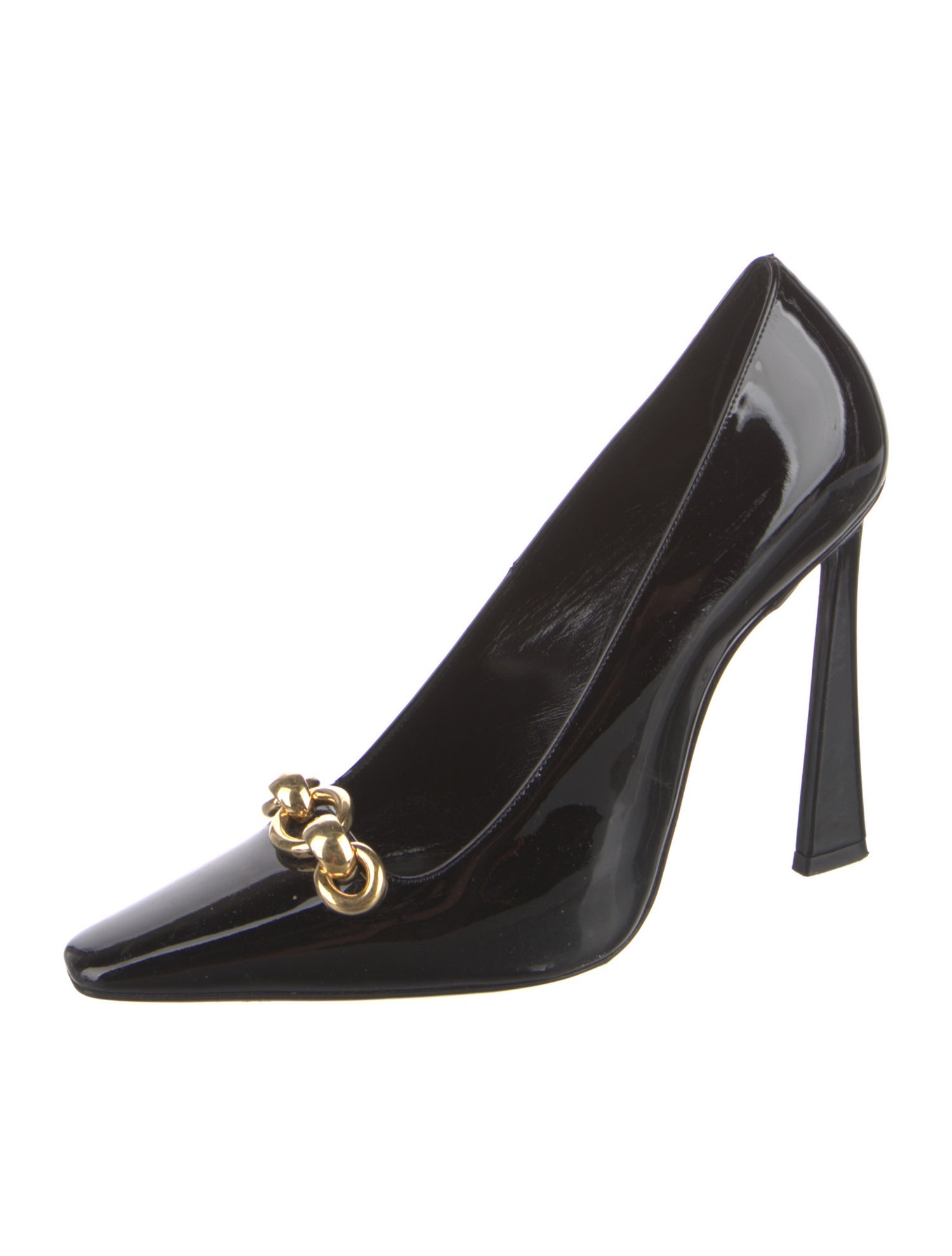 Saint Laurent Patent Leather Chain-Link Accents Pumps