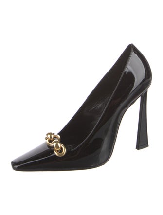 Saint Laurent Patent Leather Chain-Link Accents Pumps