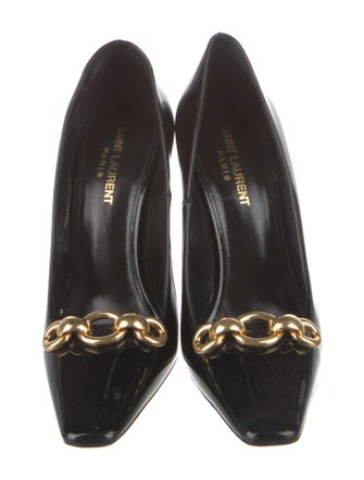Saint Laurent Patent Leather Chain-Link Accents Pumps