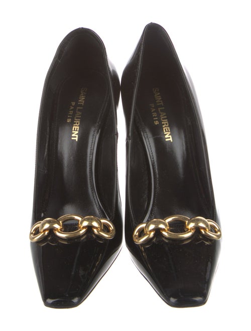 Saint Laurent Patent Leather Chain-Link Accents Pumps