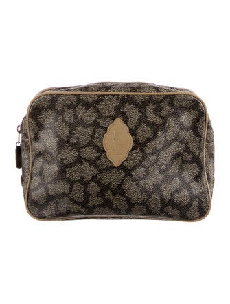 Saint Laurent brown coated canvas cosmetic bag