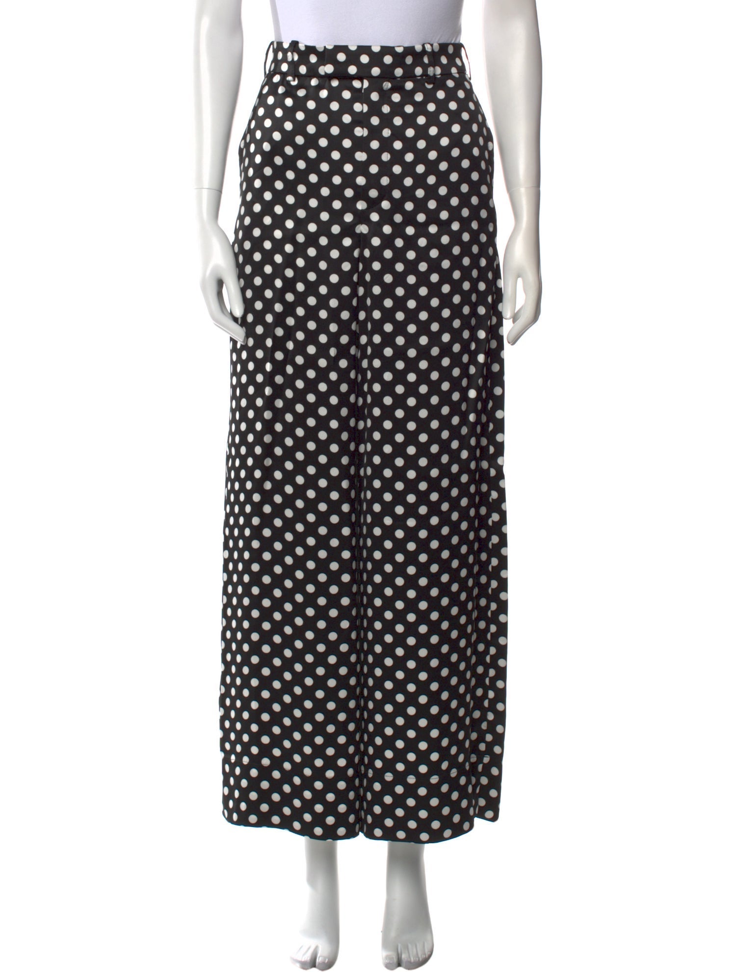 Saint Laurent Polka Dot Print Wide Leg Pants