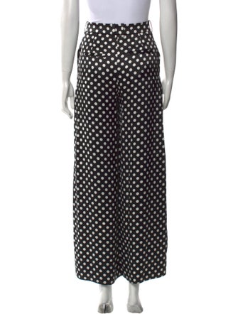 Saint Laurent Polka Dot Print Wide Leg Pants