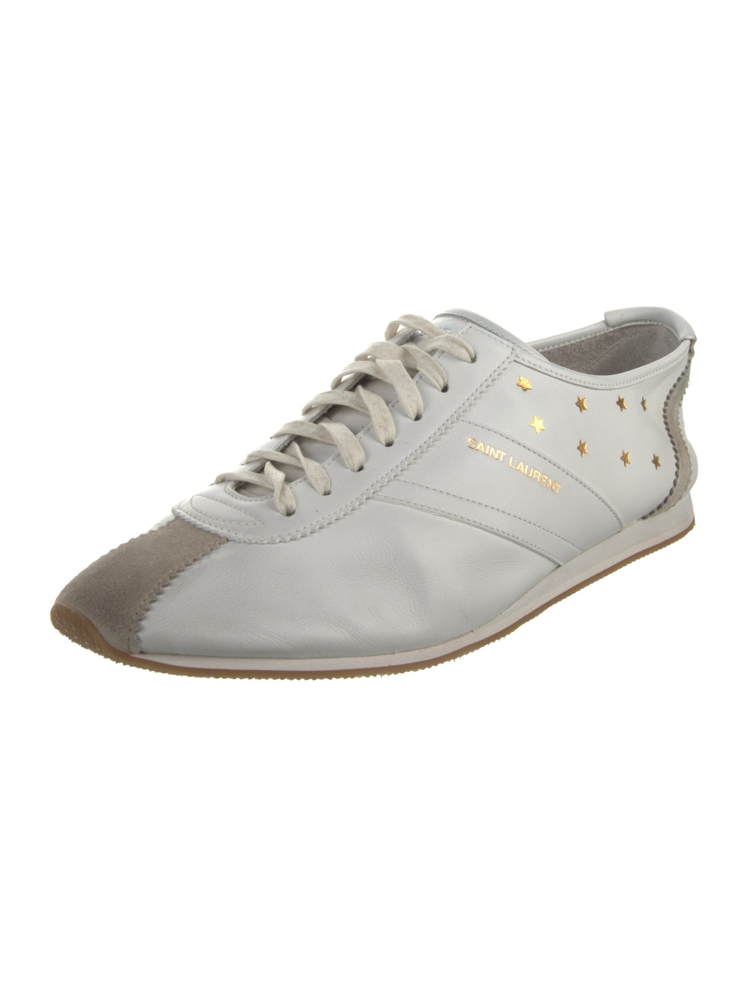 Saint Laurent Leather Embroidered Accent Sneakers