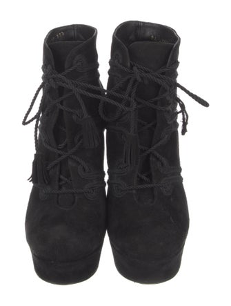 Saint Laurent Suede Lace-Up Boots