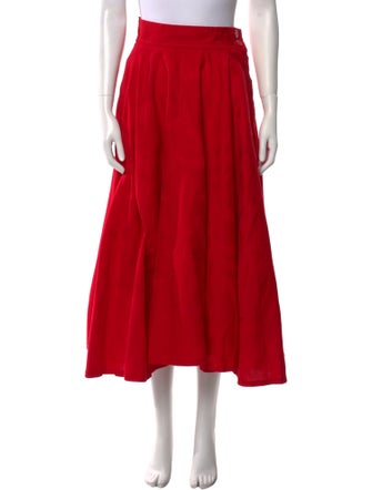 Saint Laurent Pleated Accents Midi Length Skirt