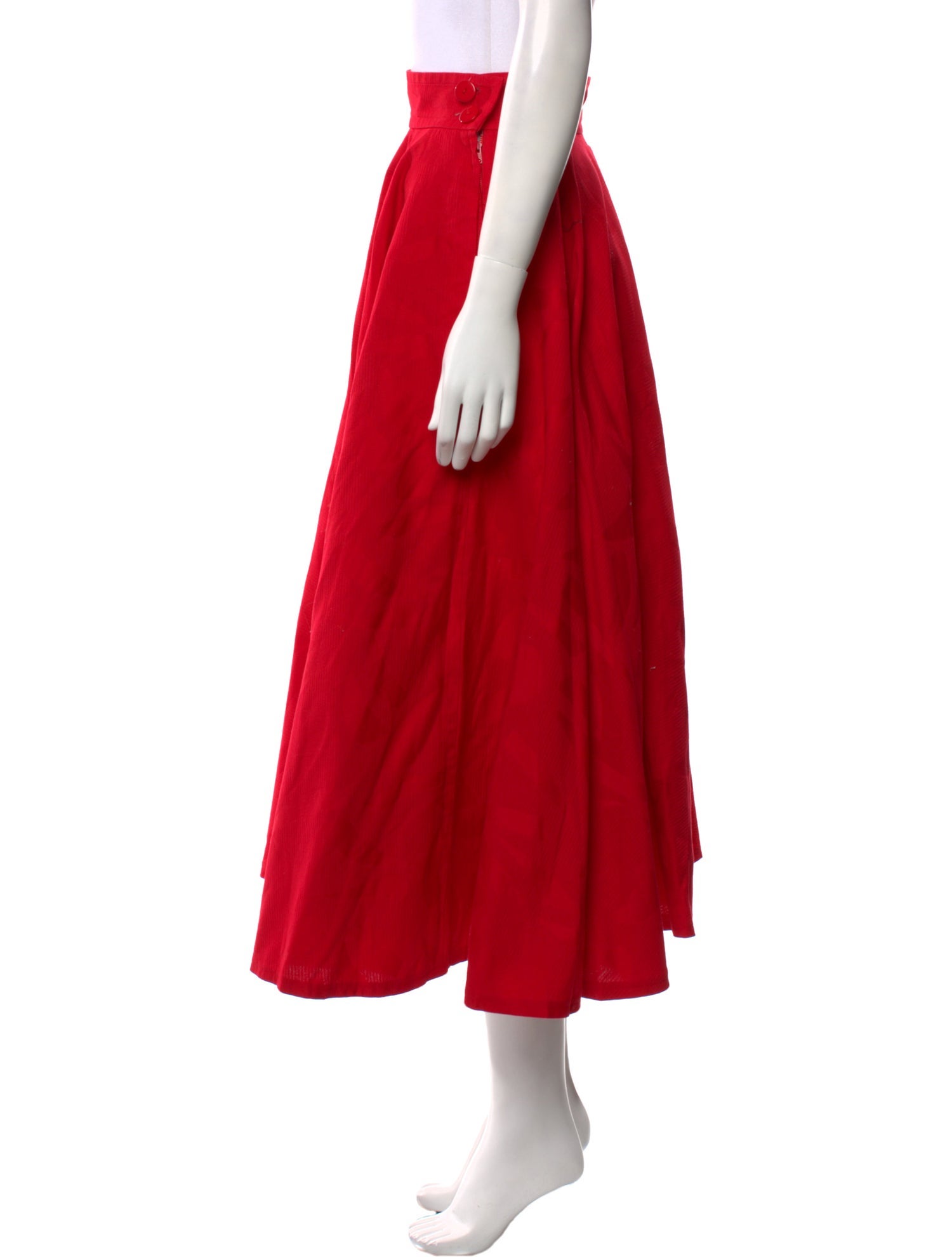 Saint Laurent Pleated Accents Midi Length Skirt