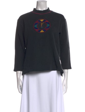 Yves Saint Laurent Mock Neck Three-Quarter Sleeve Sweatshirt