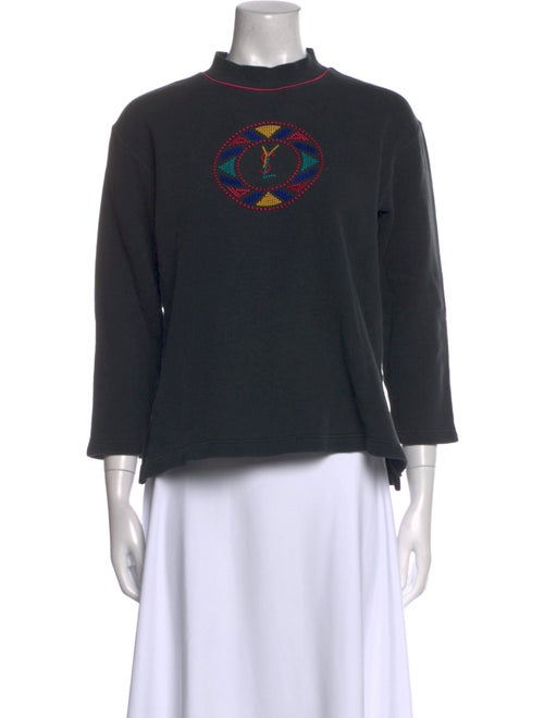 Yves Saint Laurent Mock Neck Three-Quarter Sleeve Sweatshirt