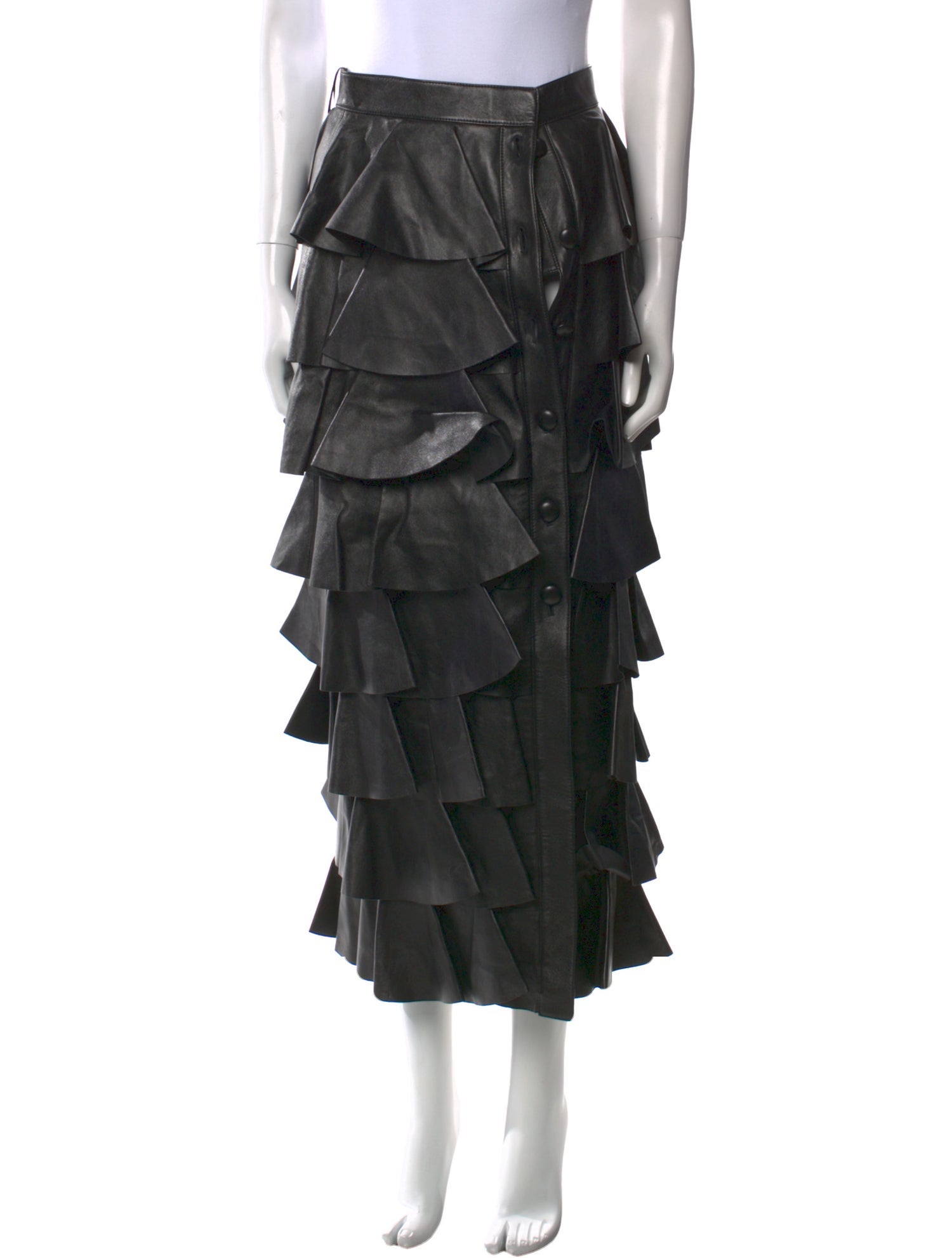 Saint Laurent Leather Midi Length Skirt