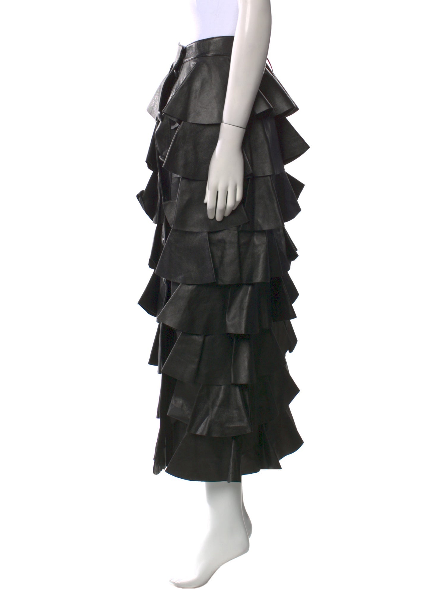 Saint Laurent Leather Midi Length Skirt