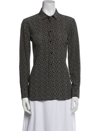 Saint Laurent Silk Printed Button-Up Top