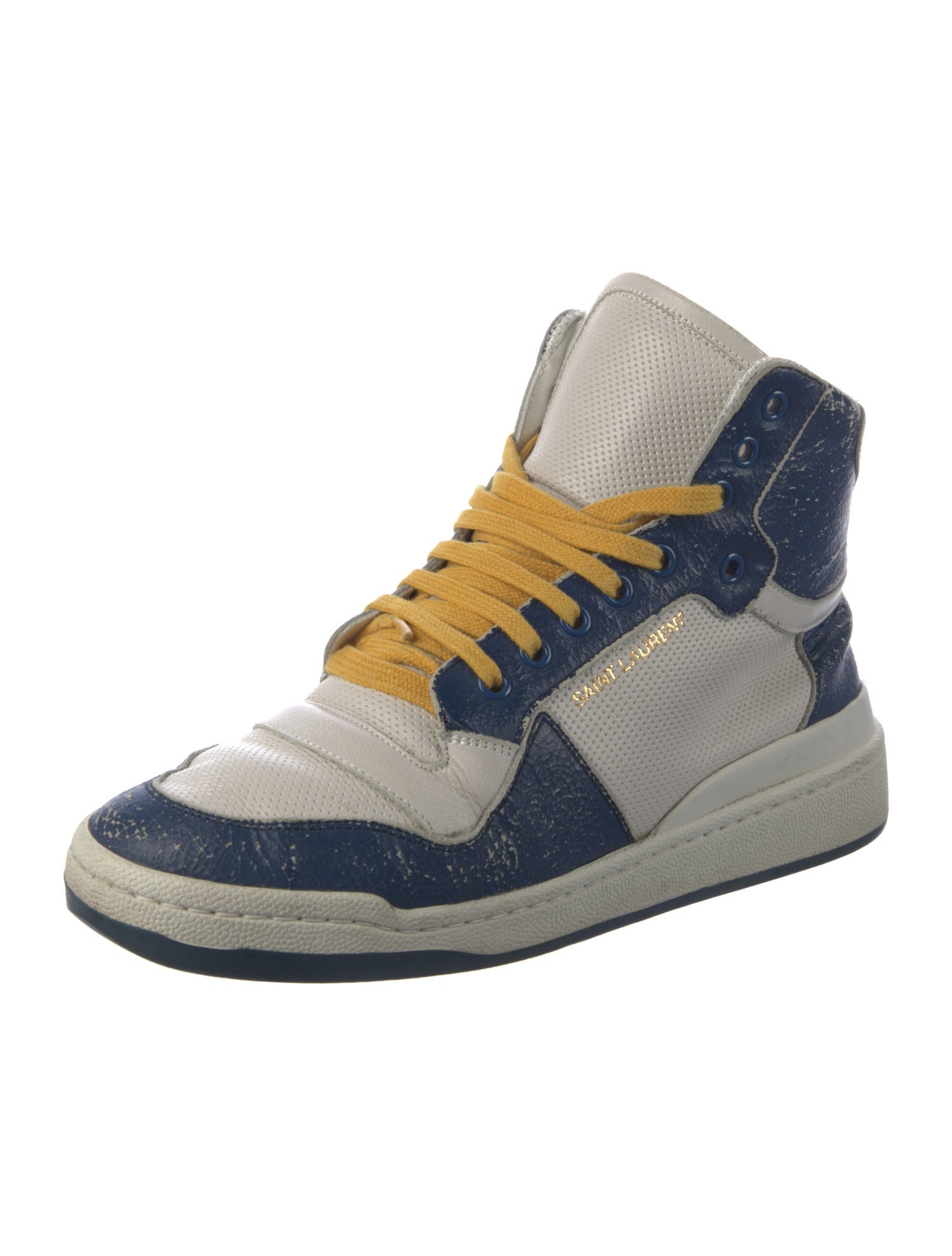 Saint Laurent Leather Colorblock Pattern Sneakers