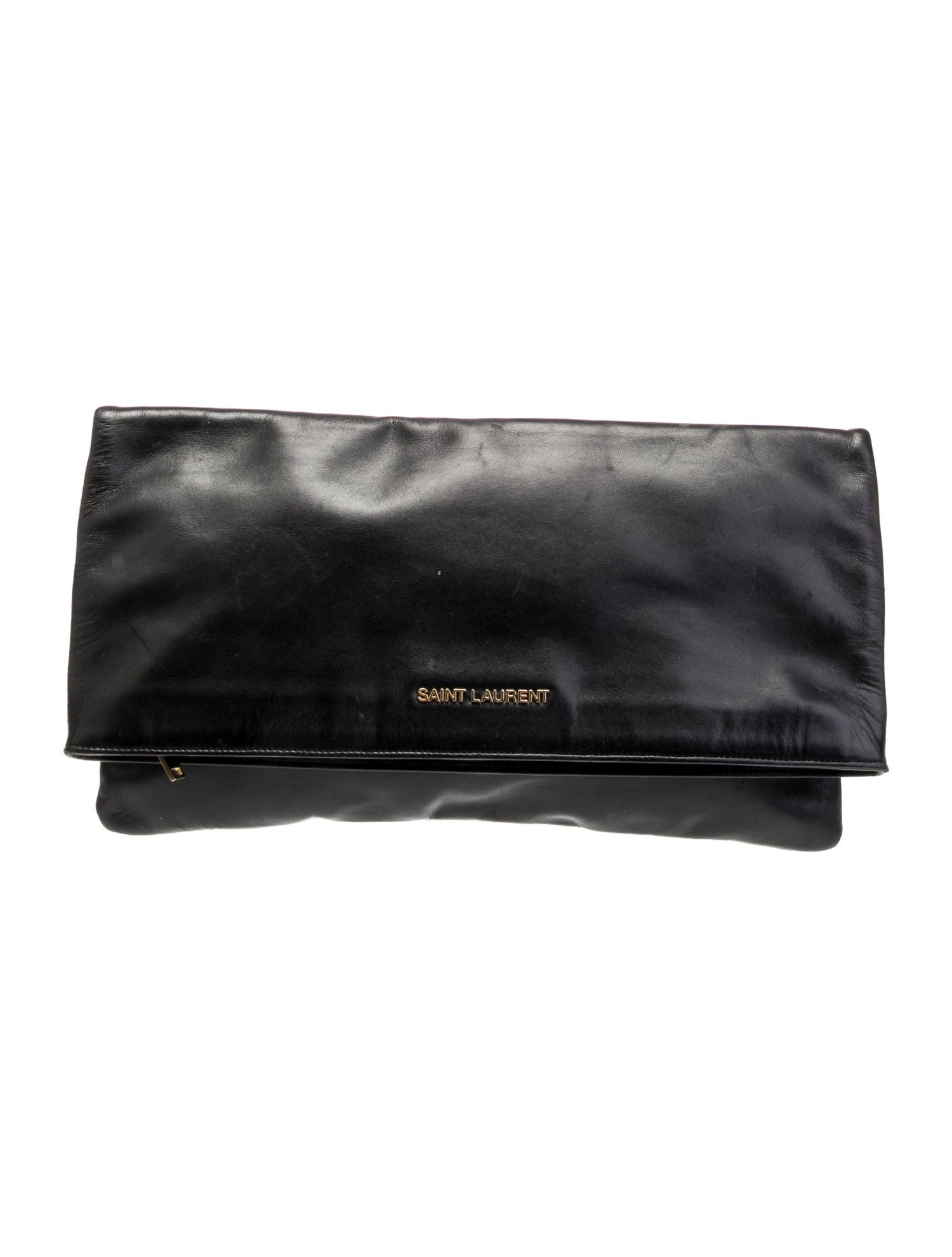 Saint Laurent Calfskin Letters Fold-Over