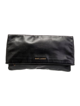 Saint Laurent Calfskin Letters Fold-Over