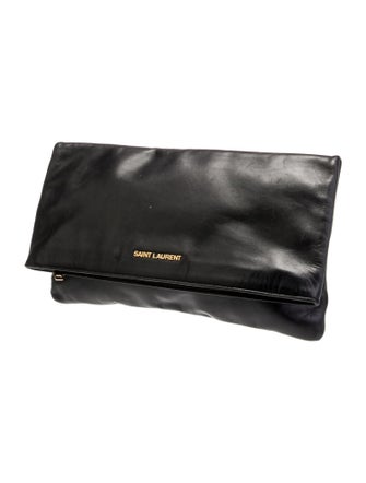 Saint Laurent Calfskin Letters Fold-Over