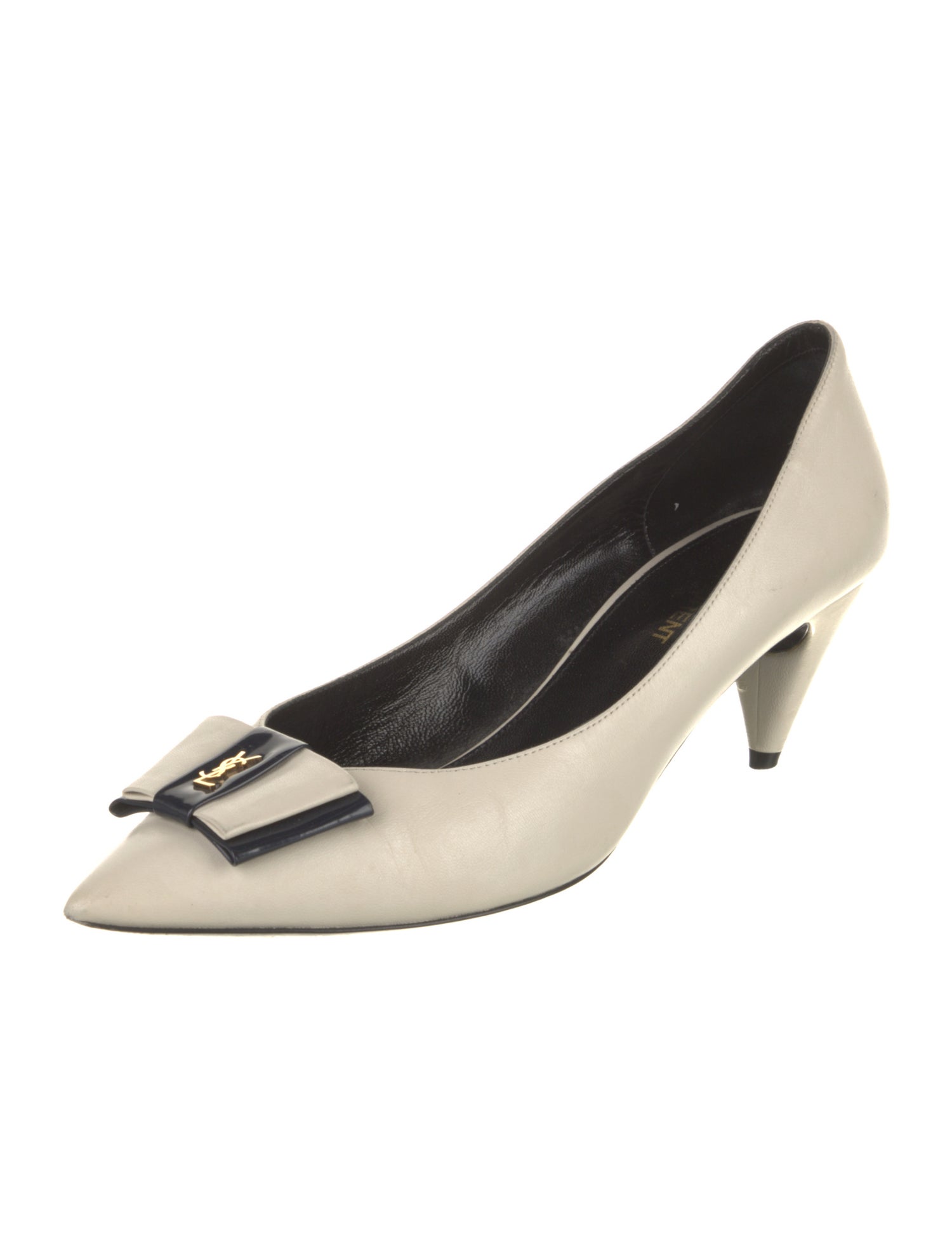 Saint Laurent Leather Bow Accents Pumps