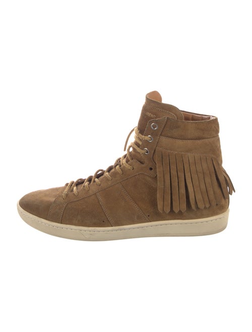 Saint Laurent Suede Fringe Trim Accent Sneakers