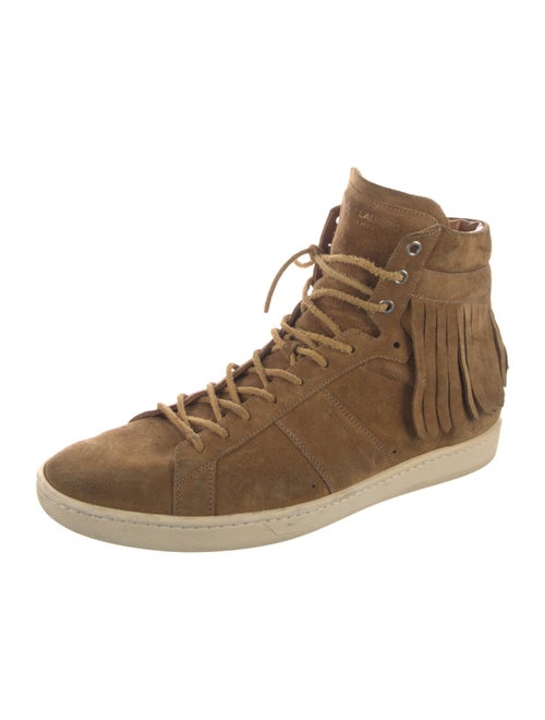 Saint Laurent Suede Fringe Trim Accent Sneakers
