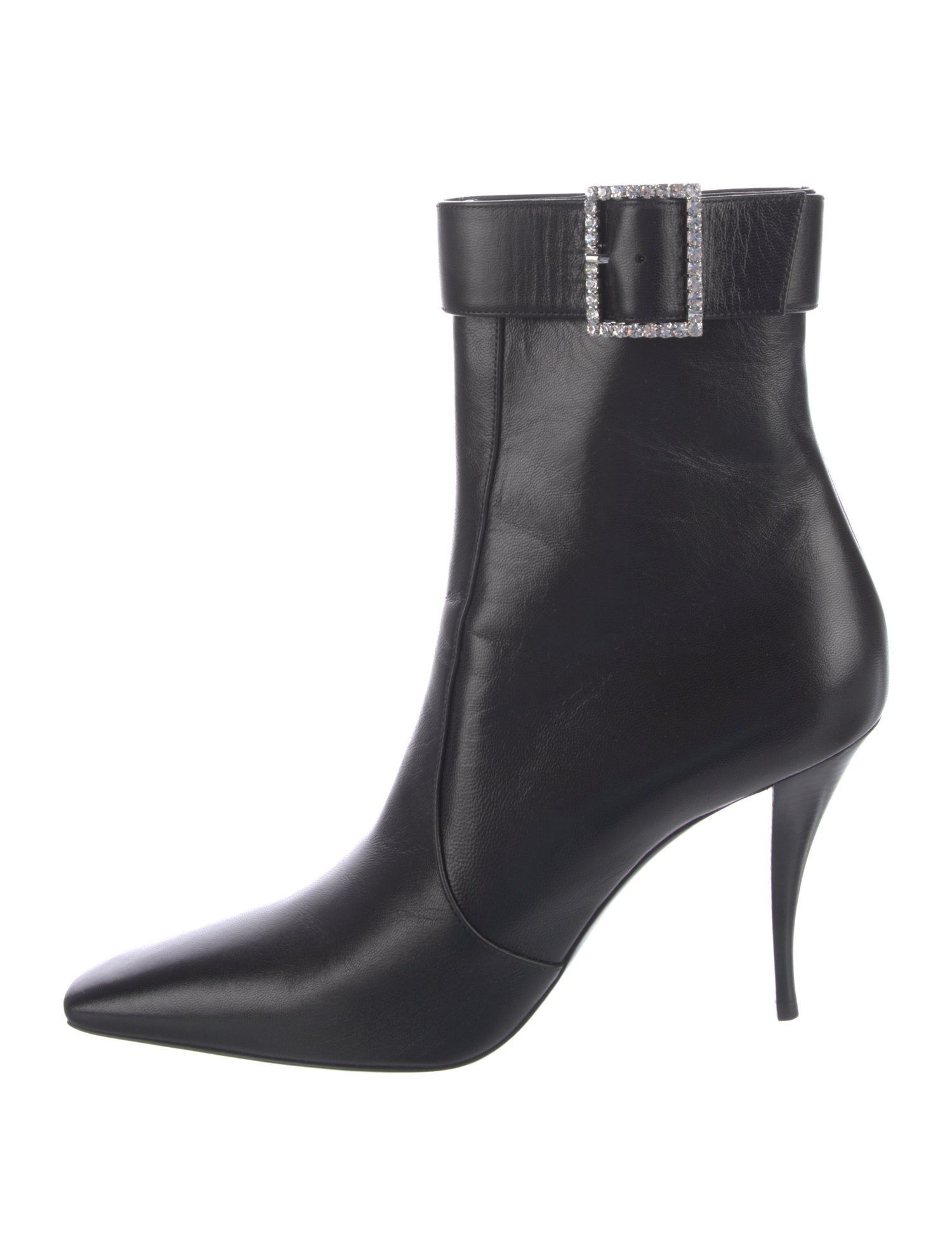 Saint Laurent Leather Crystal Embellishments Boots
