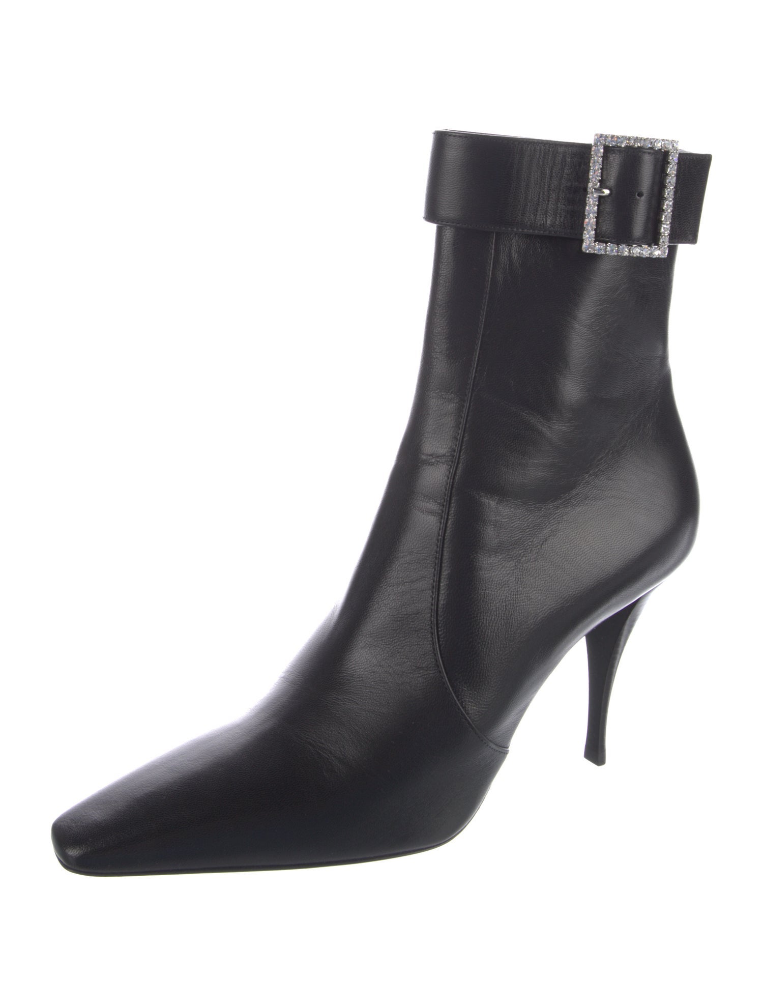 Saint Laurent Leather Crystal Embellishments Boots