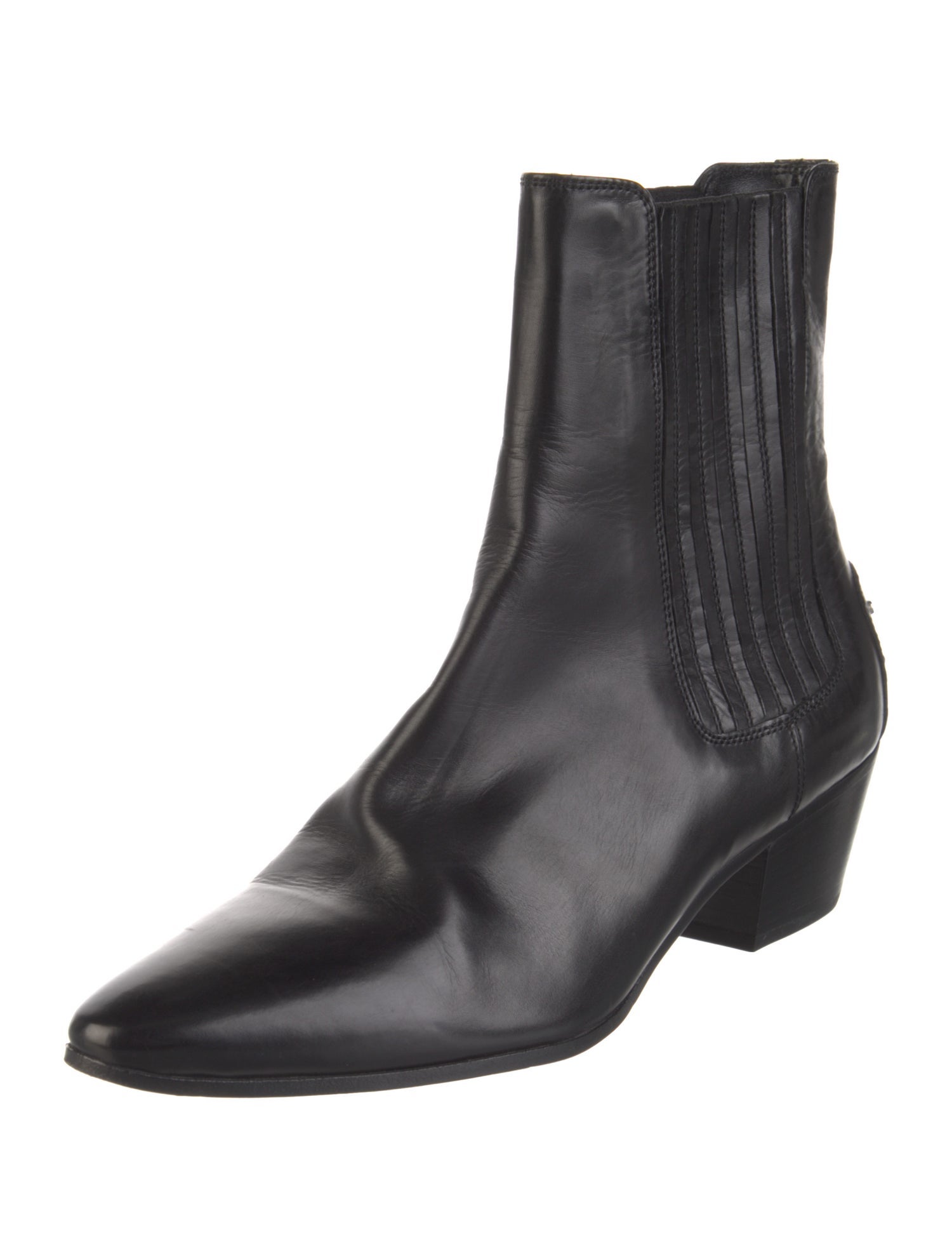 Saint Laurent Leather Studded Accents Chelsea Boots