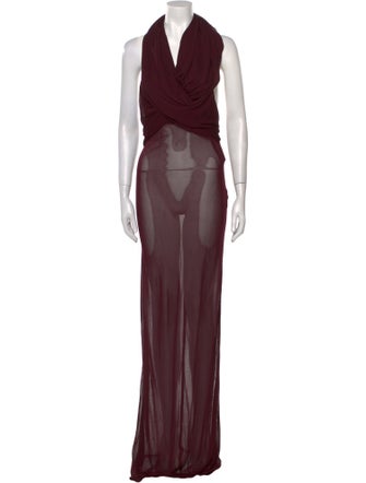 Saint Laurent Cowl Neck Long Dress