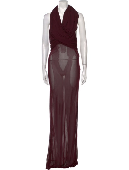 Saint Laurent Cowl Neck Long Dress