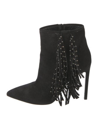 Saint Laurent Suede Studded Accents Boots