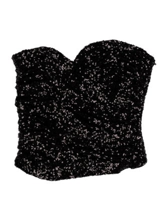 Saint Laurent Sequin Strapless Crop Top