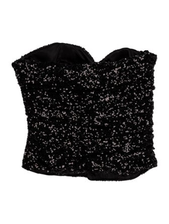 Saint Laurent Sequin Strapless Crop Top