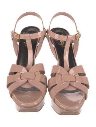 Saint Laurent Patent Leather T-Strap Sandals