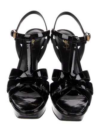 Saint Laurent Patent Leather T-Strap Sandals