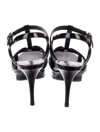 Saint Laurent Patent Leather T-Strap Sandals