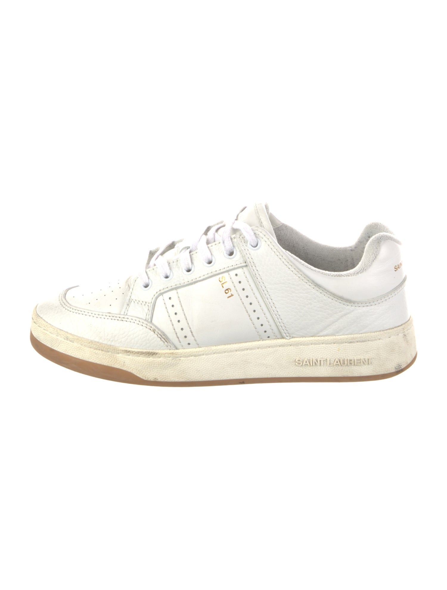 Saint Laurent Leather Lasercut Accents Sneakers