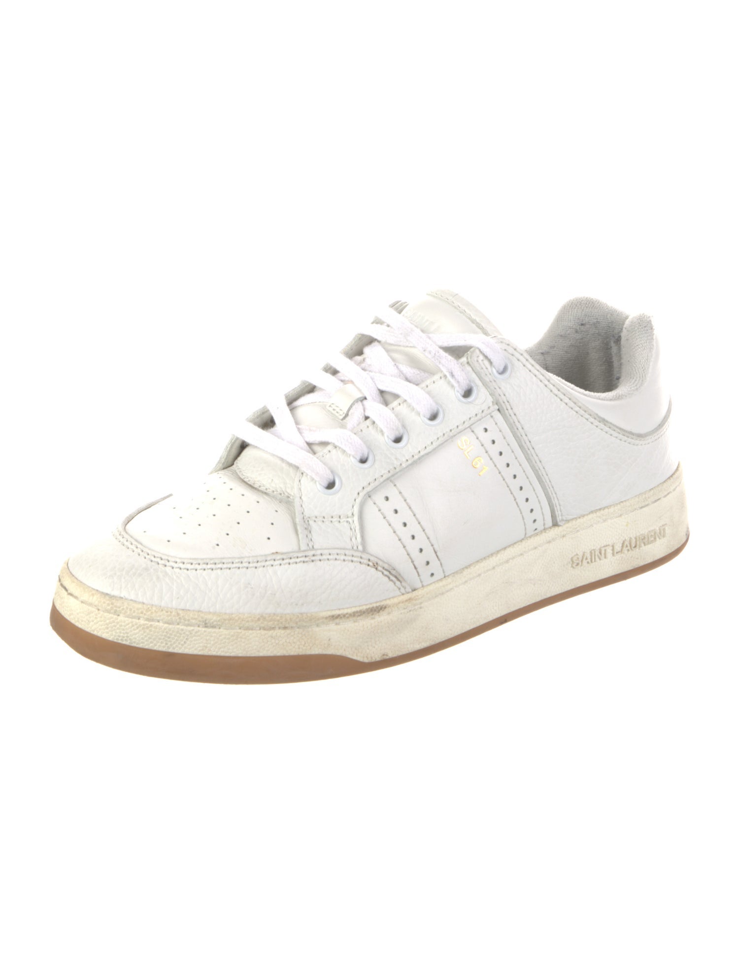 Saint Laurent Leather Lasercut Accents Sneakers