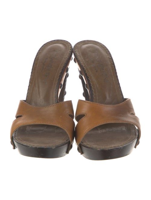 Yves Saint Laurent Rive Gauche Leather Studded Accents Slides