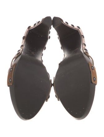 Yves Saint Laurent Rive Gauche Leather Studded Accents Slides