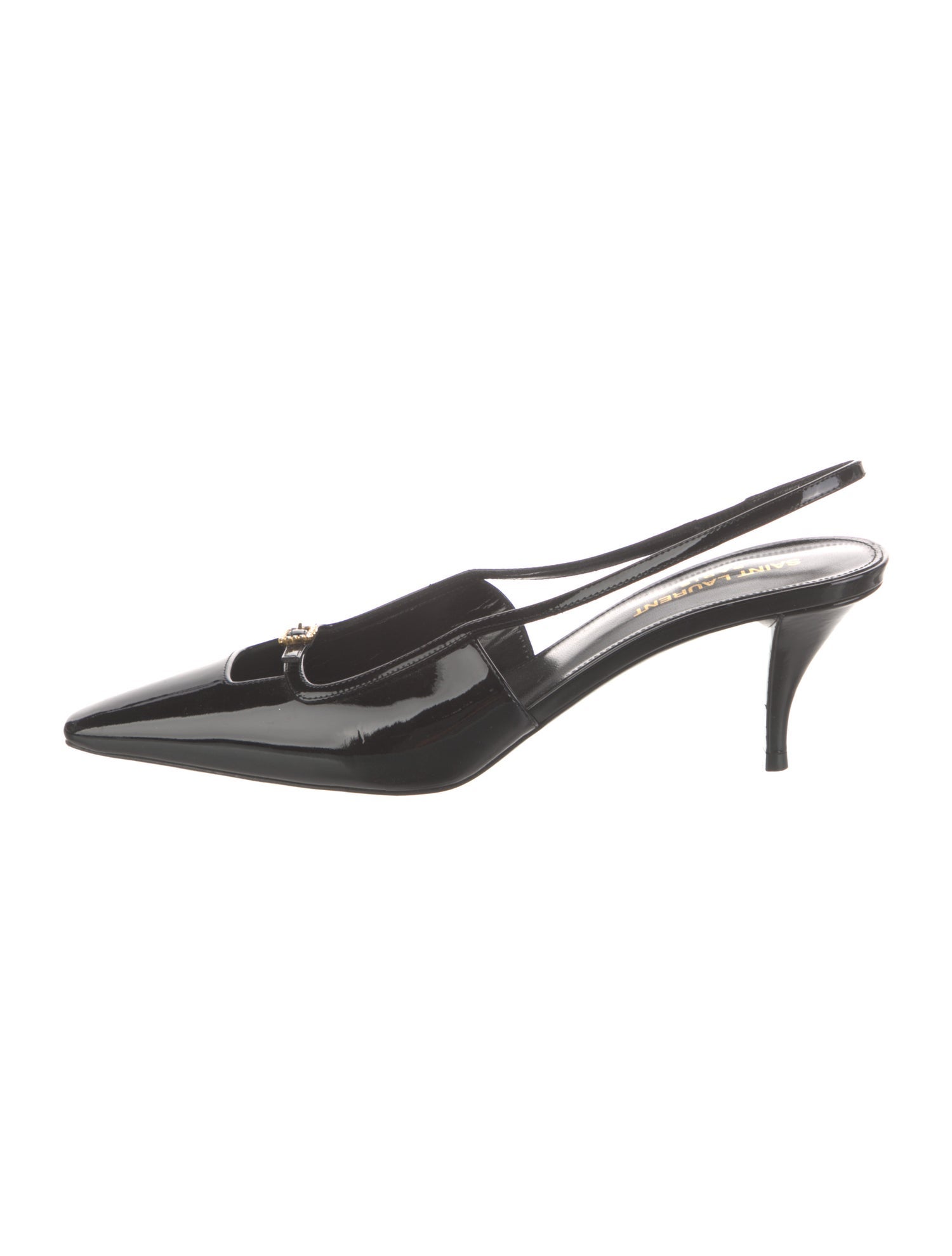 Saint Laurent Patent Leather Crystal Embellishments Slingback Pumps