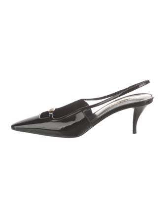 Saint Laurent Patent Leather Crystal Embellishments Slingback Pumps
