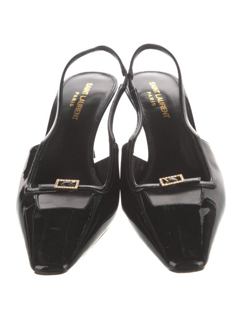 Saint Laurent Patent Leather Crystal Embellishments Slingback Pumps