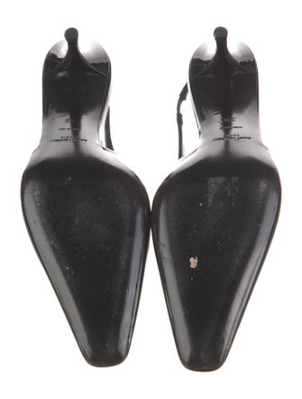 Saint Laurent Patent Leather Crystal Embellishments Slingback Pumps