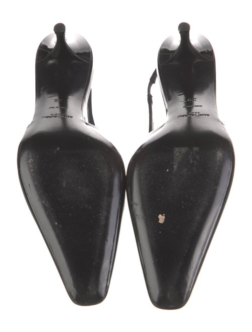 Saint Laurent Patent Leather Crystal Embellishments Slingback Pumps