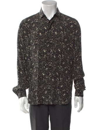 Saint Laurent 2018 Skulls Paisley Print Long Sleeve Shirt