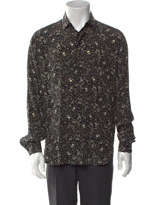 Saint Laurent 2018 Skulls Paisley Print Long Sleeve Shirt