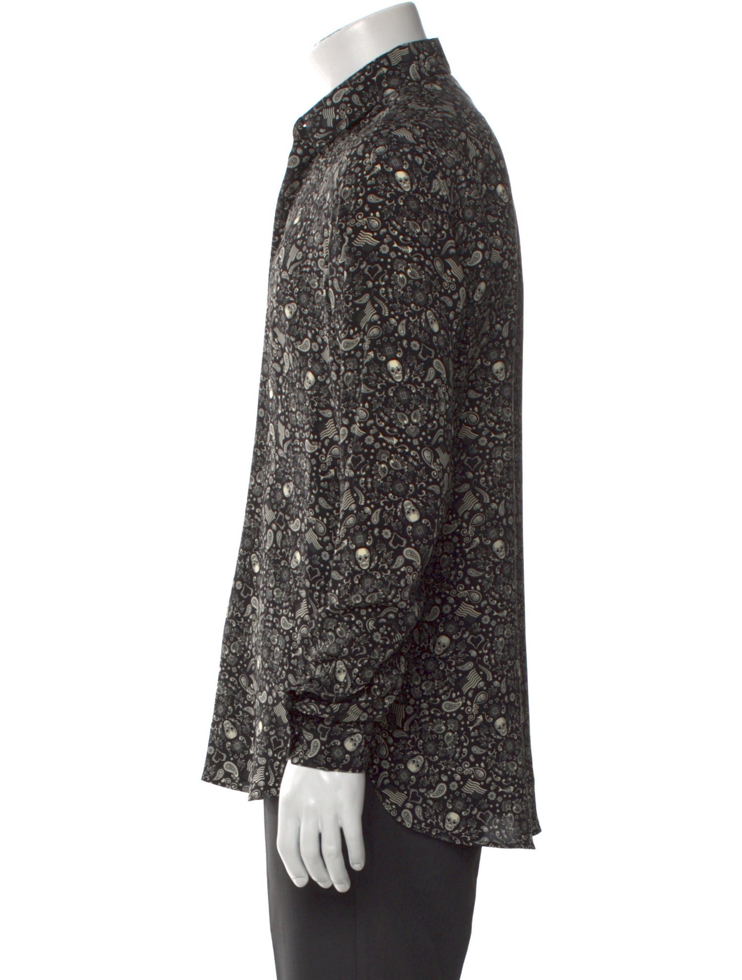 Saint Laurent 2018 Skulls Paisley Print Long Sleeve Shirt