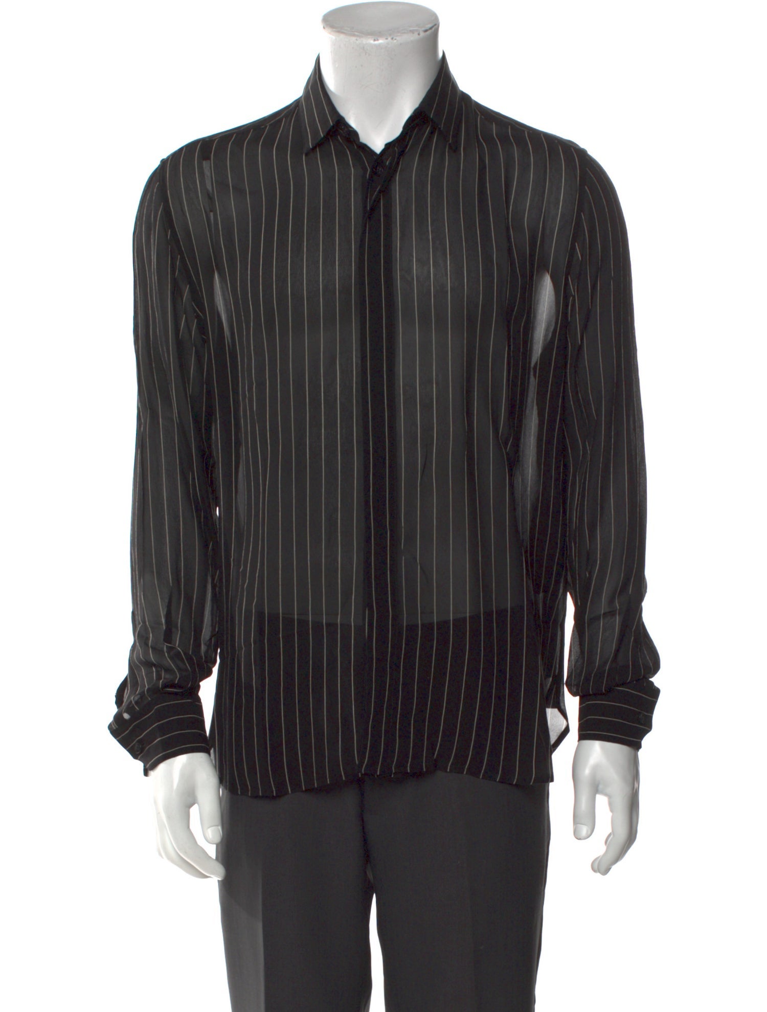 Saint Laurent 2023 Satin Long Sleeve Dress Shirt