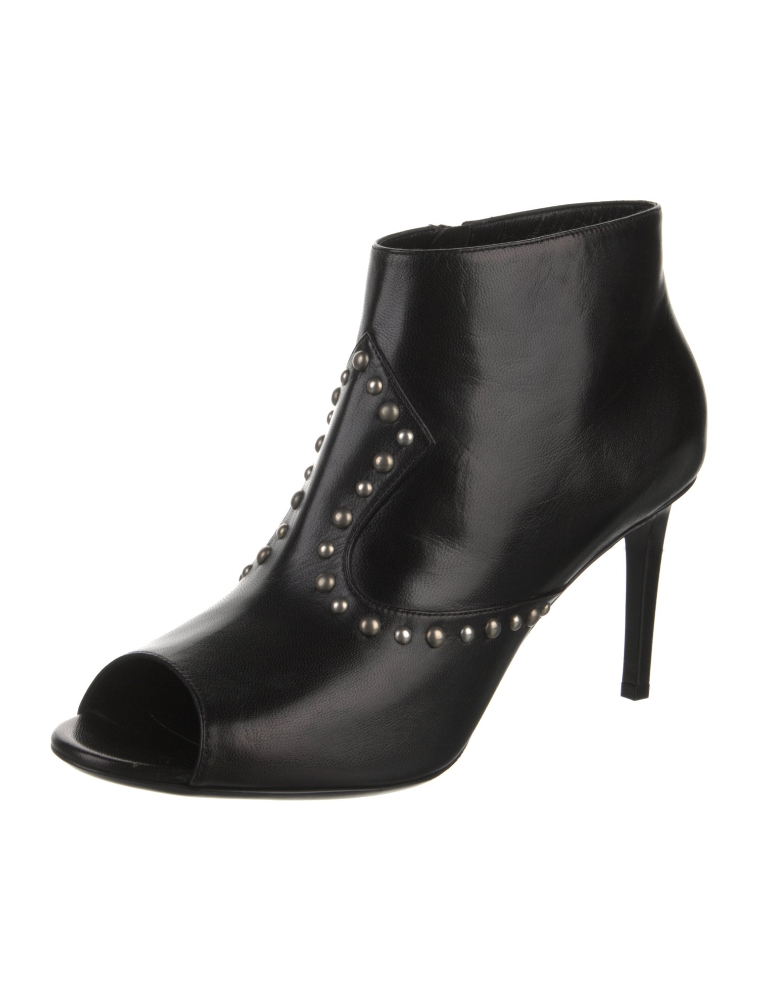 Saint Laurent Leather Studded Accents Boots